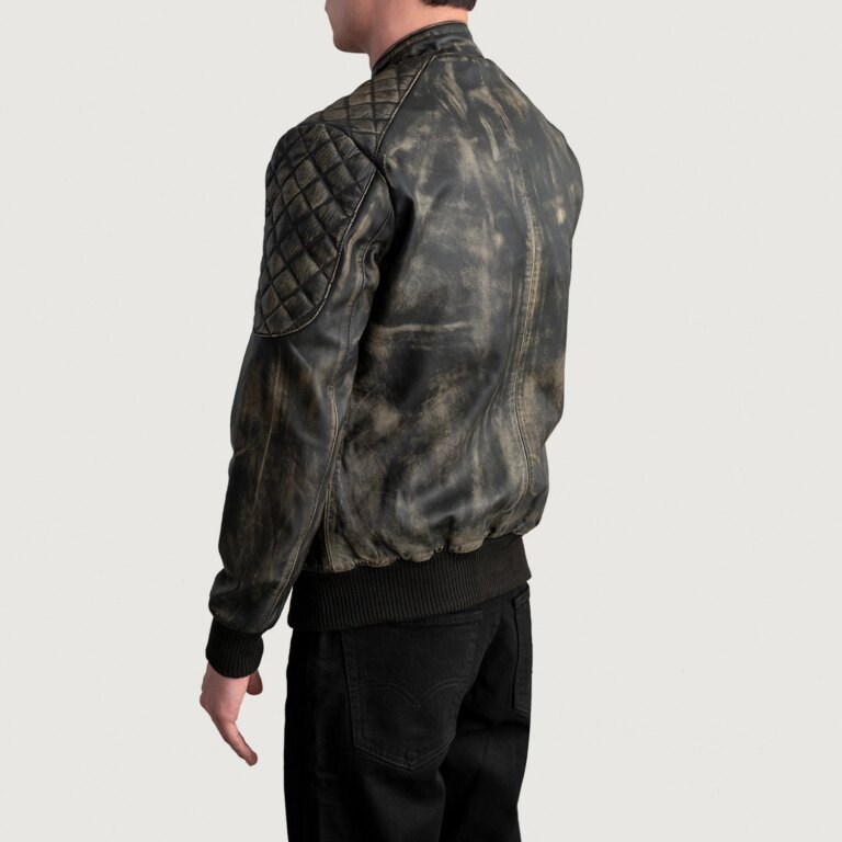 Mens Sven Distressed Brown Leather Bomber Jacket Tilted Back-8-1724139057844